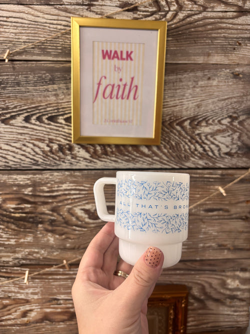 All That’s Broken He Will Mend Milk Glass Mug