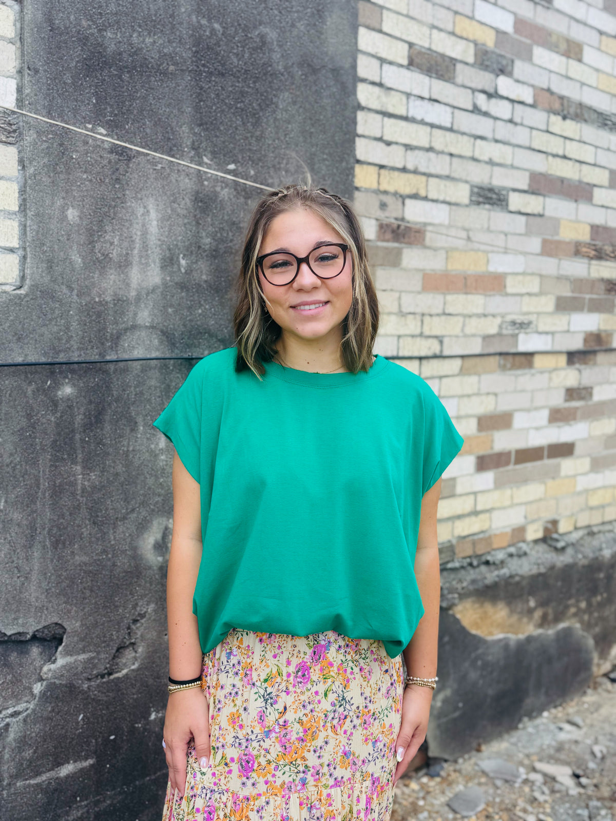 Kelly Green Cap Sleeve Top