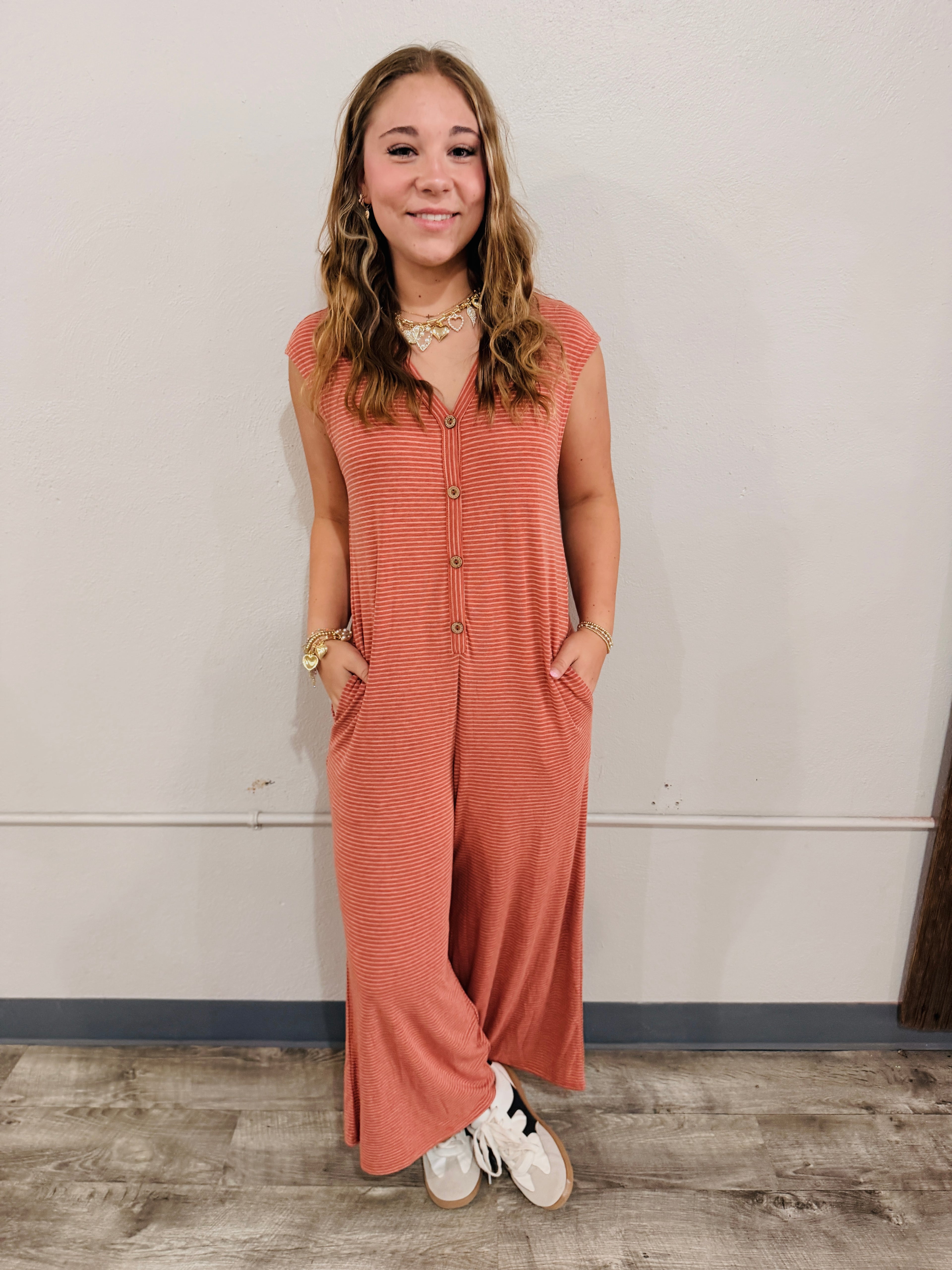 Rust Stripe Romper