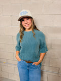 Teal Waffle top