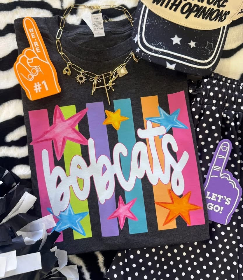 Bobcats colorful stripe tee