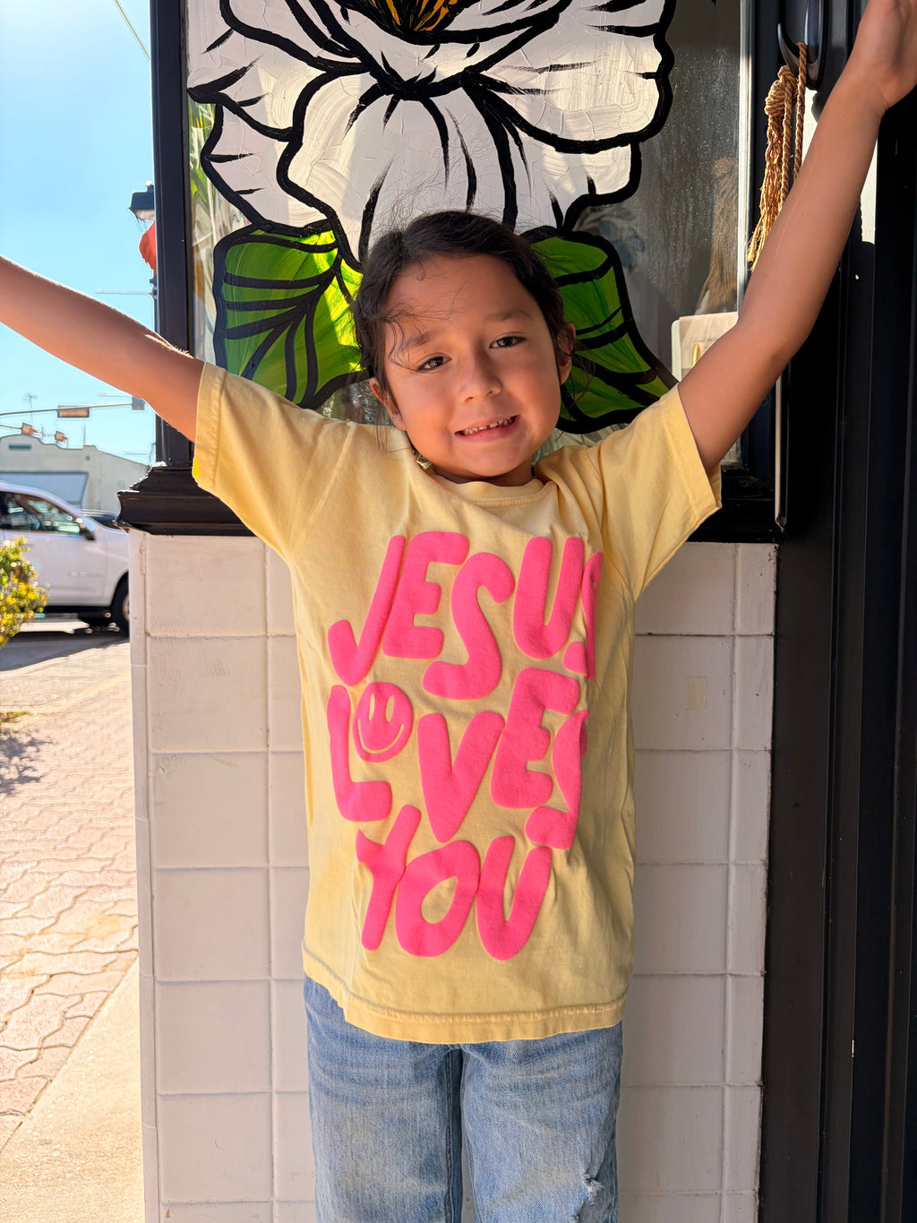 Butter Smiley Jesus Loves You Tee
