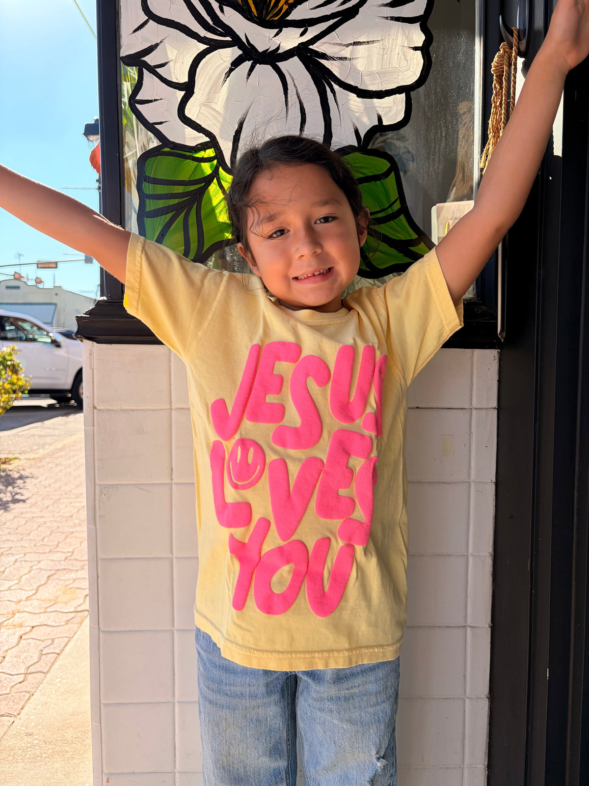 Butter Smiley Jesus Loves You Tee