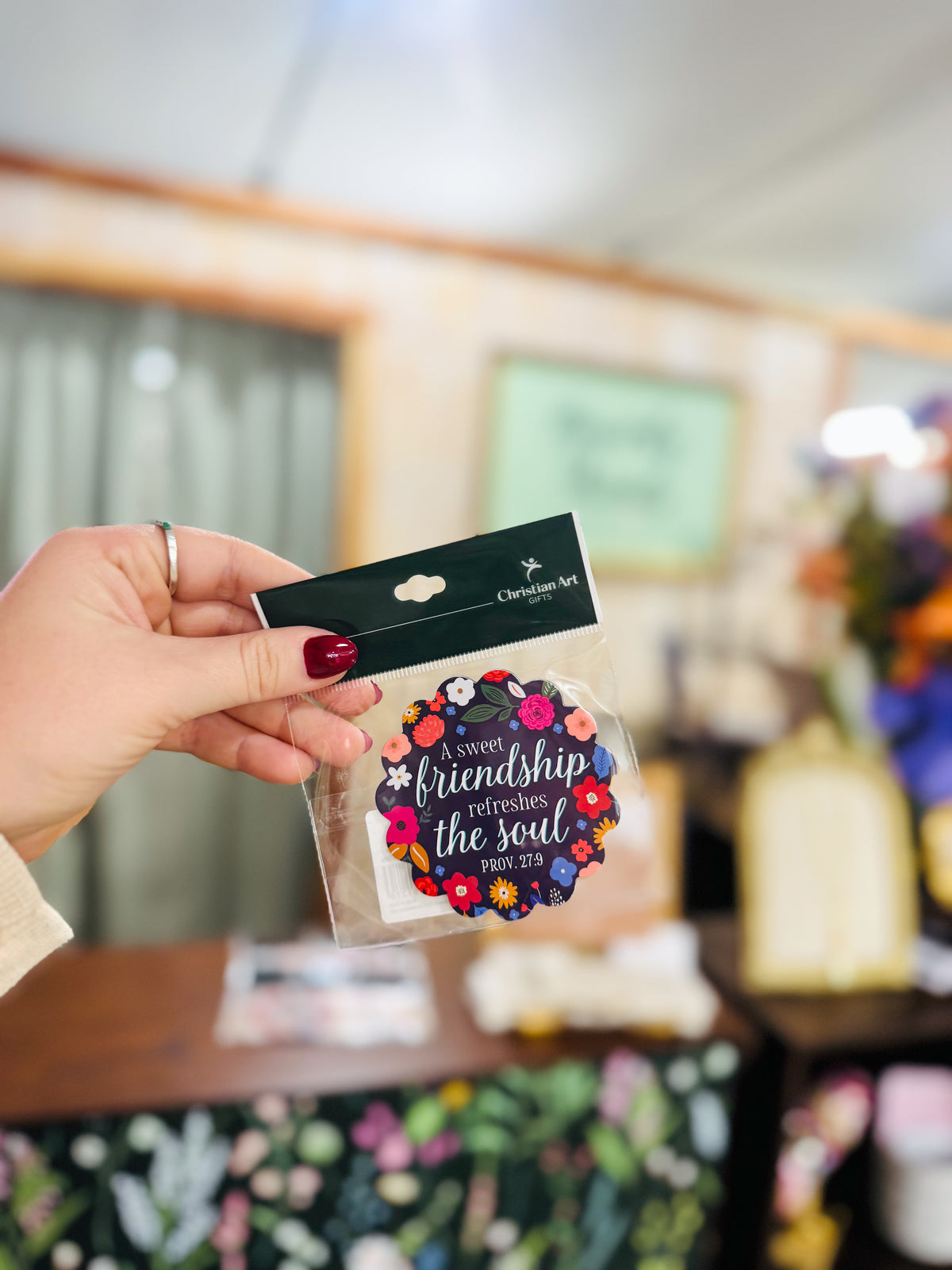 Blue Floral Friendship Magnet