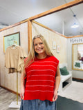 Red & White Stripe Side-Tie Sweater Vest