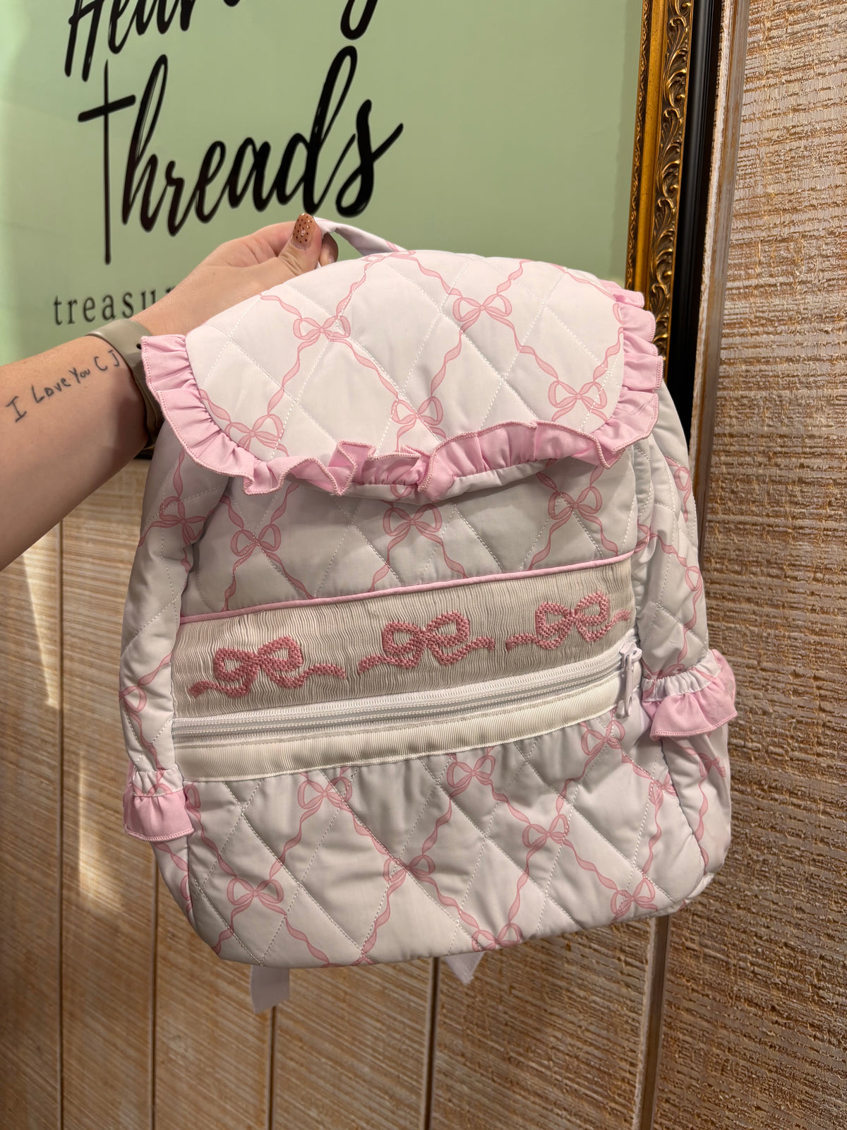 Pink Bow Smocked Backpack