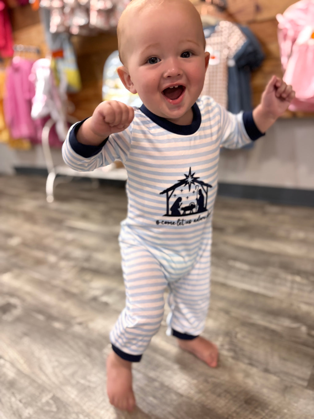 Navy Nativity Boy Romper