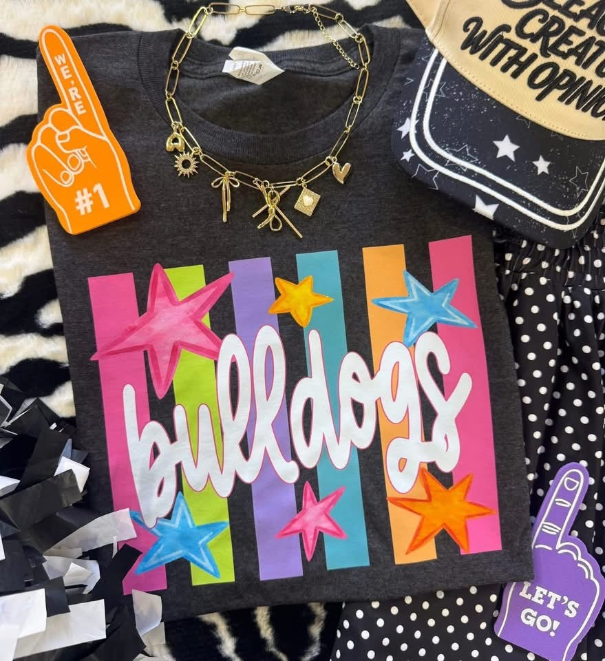 Bulldogs colorful stripe tee