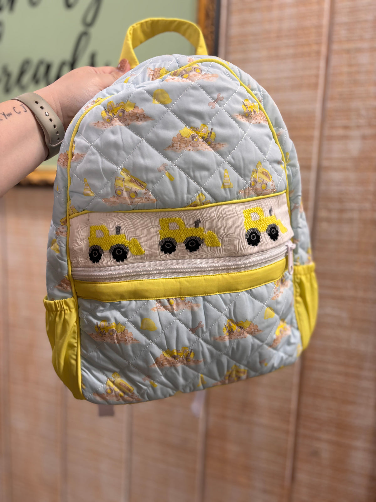 Construction Truck Smocked Backpack