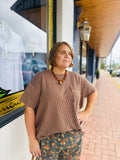 Brown Ribbed Plus Top