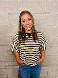 Black & cream terry cloth top