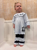 Navy Nativity Girl Pant Set