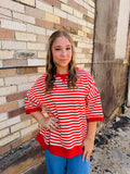 Red & Cream stripe top