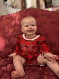 Red Plaid Bow Smocked Ruffle Bubble