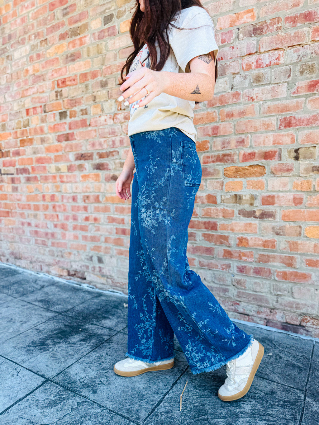 Vintage Floral Vine Wide Leg Jeans