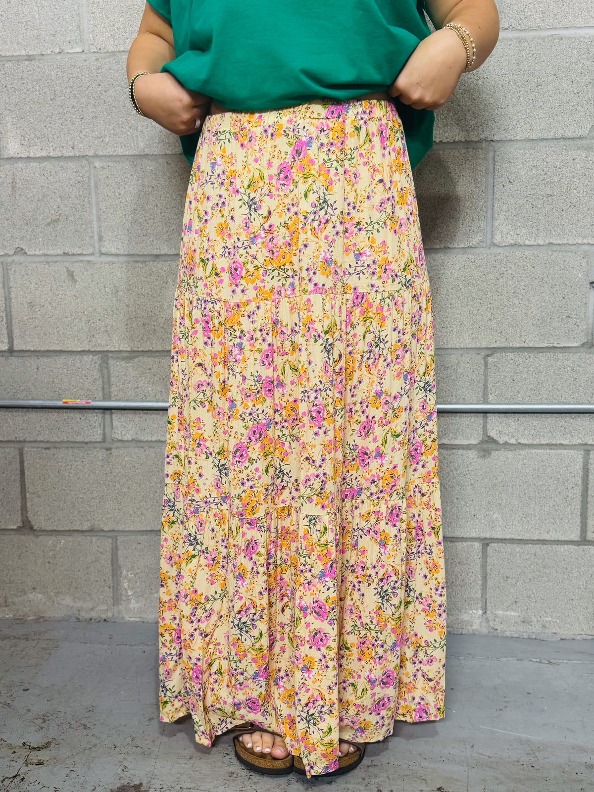 Orange Floral Maxi Skirt