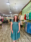 Plus Green Flutter Sleeve Dress