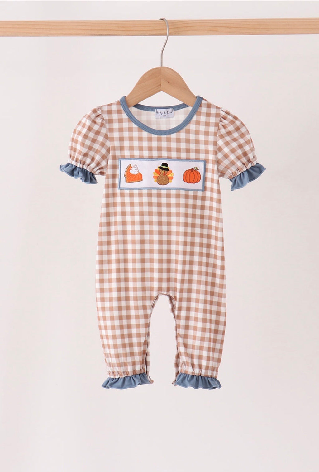 Brown Turkey Pumpkin Ruffle Romper