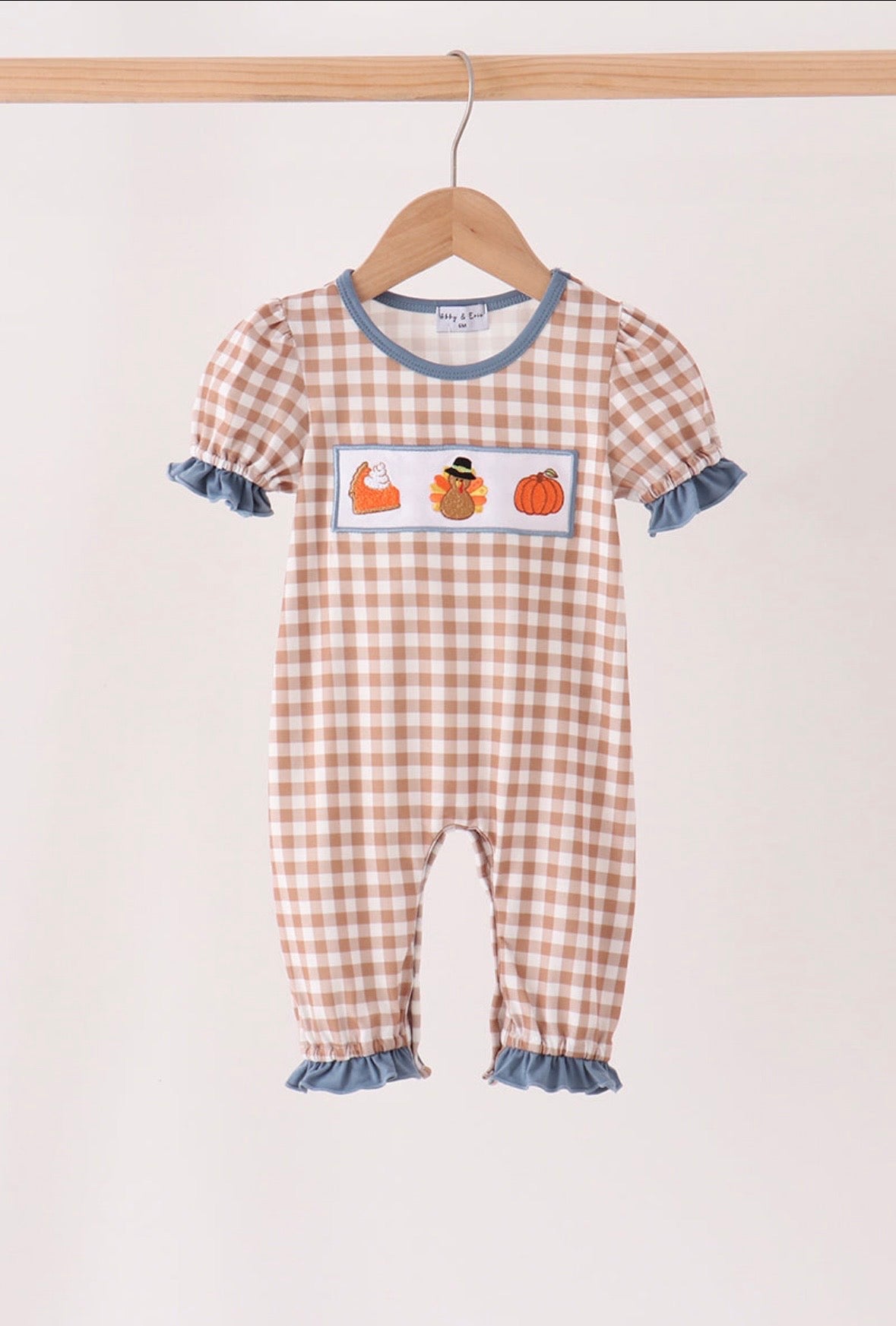 Brown Turkey Pumpkin Ruffle Romper