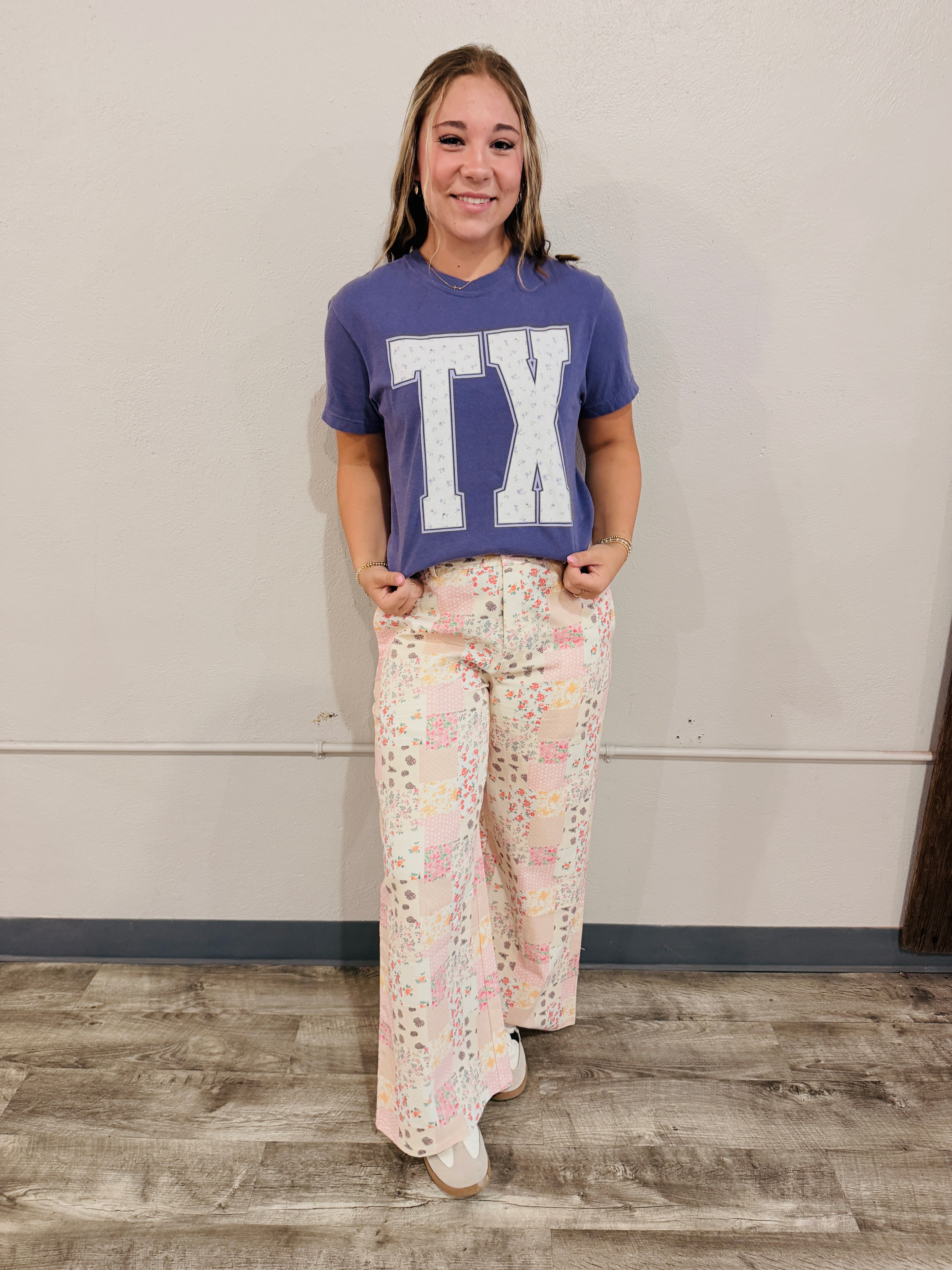Purple TX floral tee