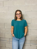 Teal Scalloped Sleeve Top