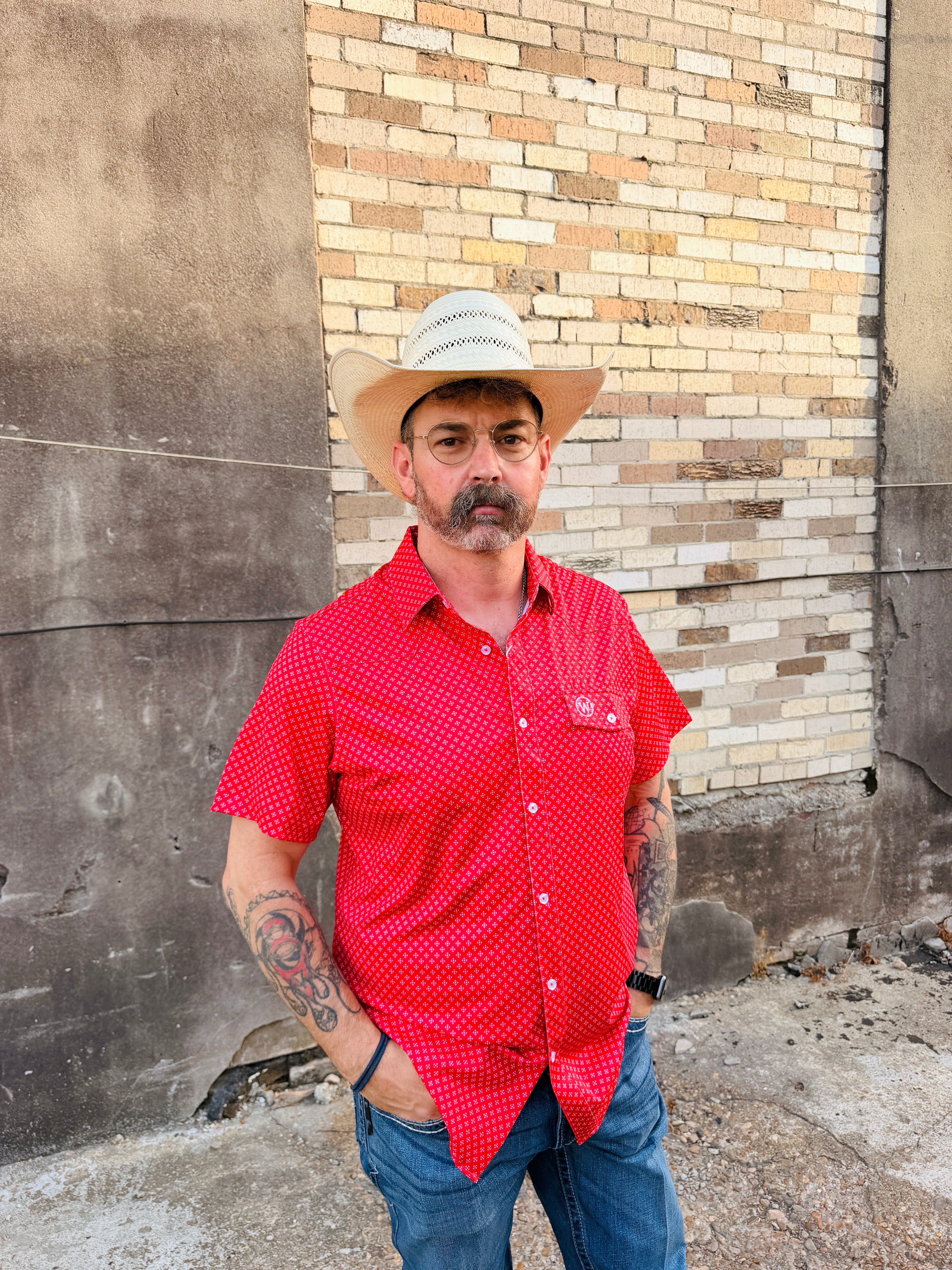 Red Button Down