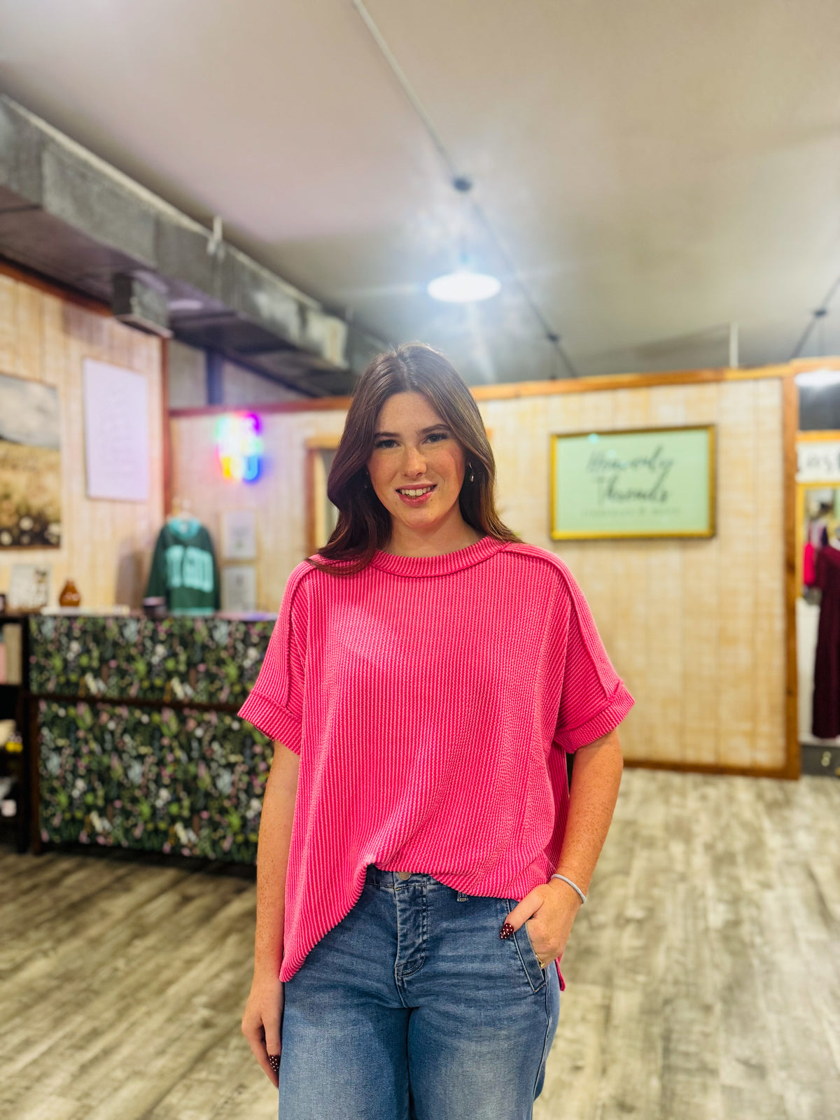 Pink Ribbed Top