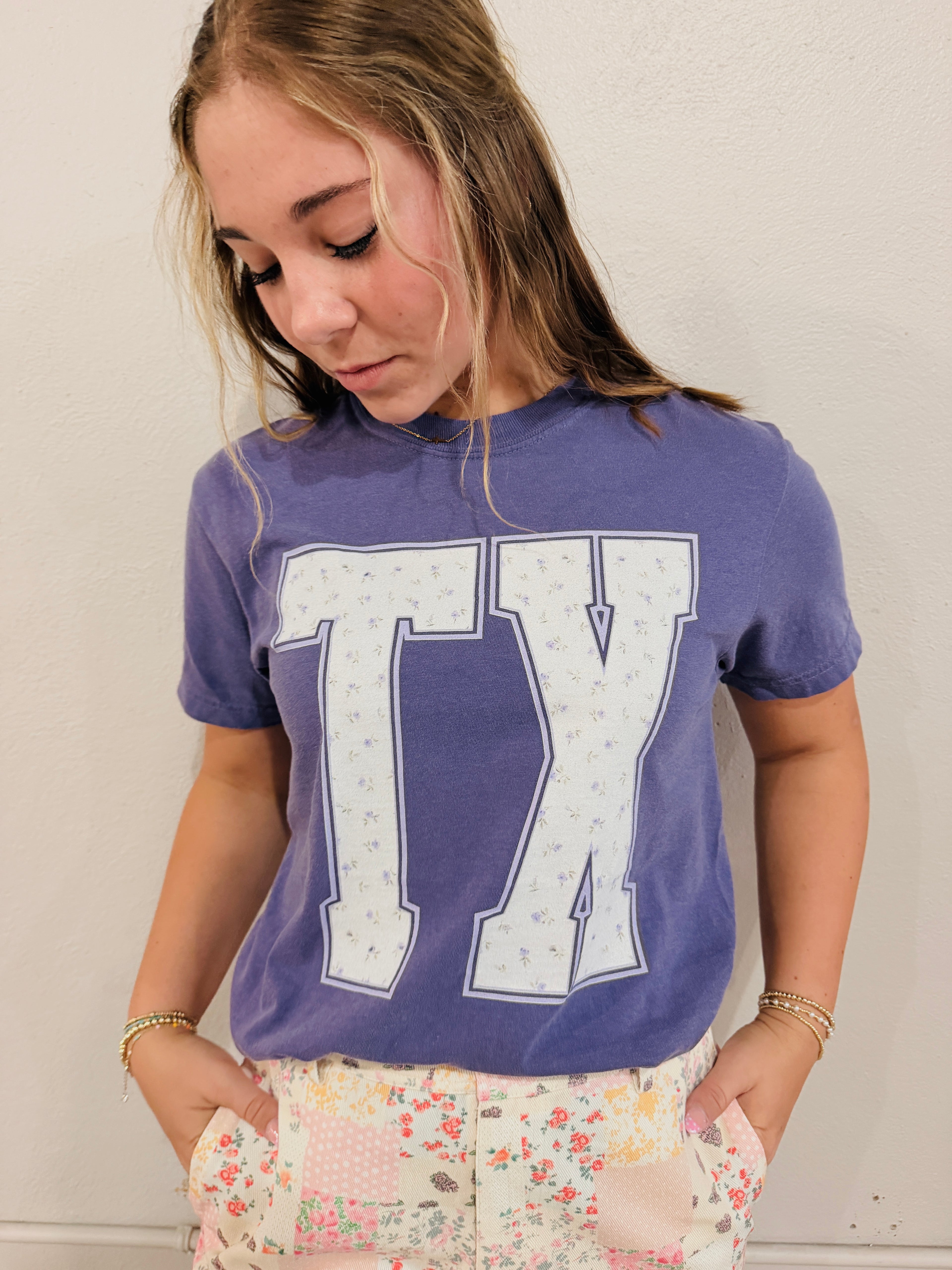 Purple TX floral tee