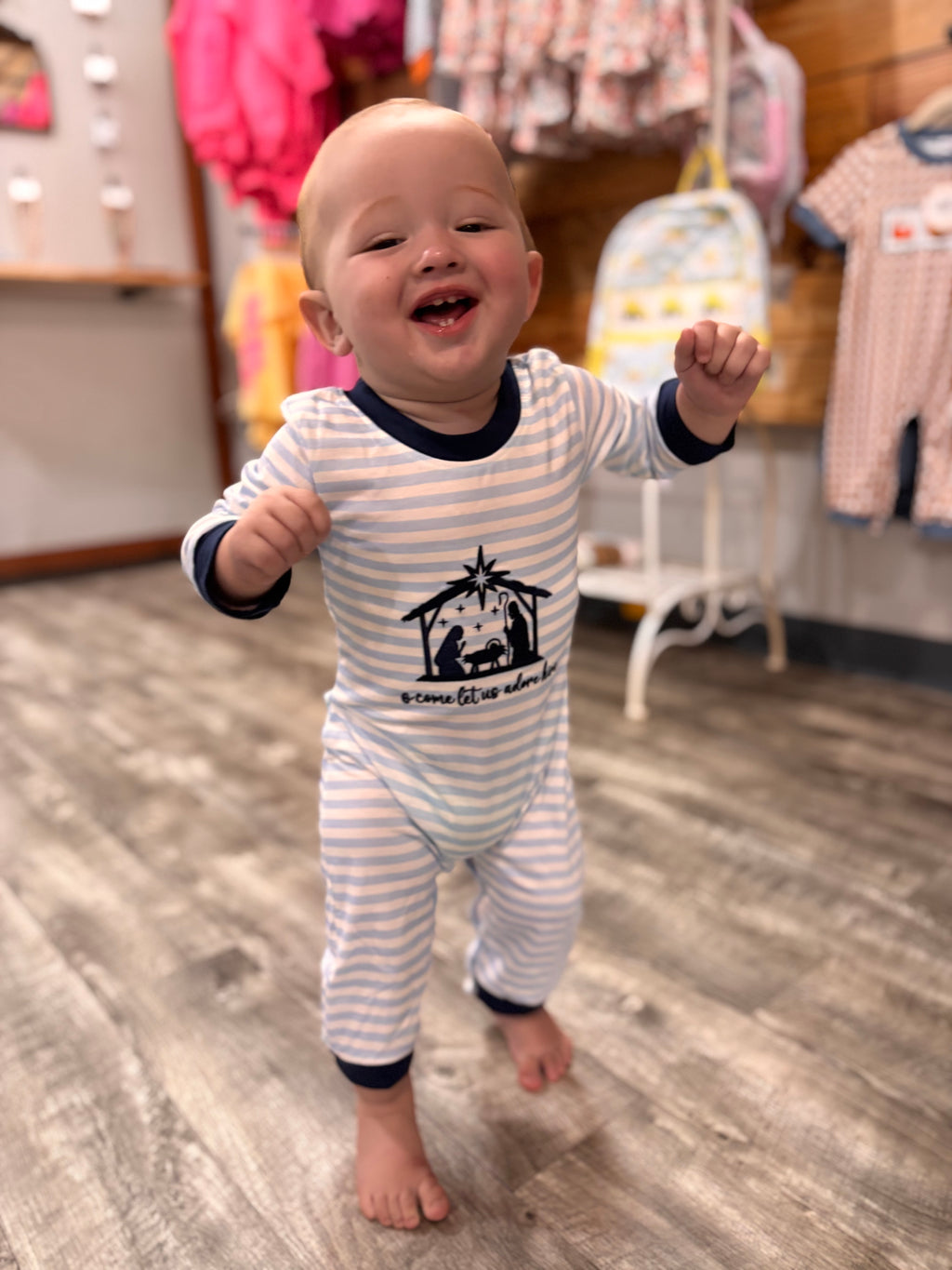 Navy Nativity Boy Romper