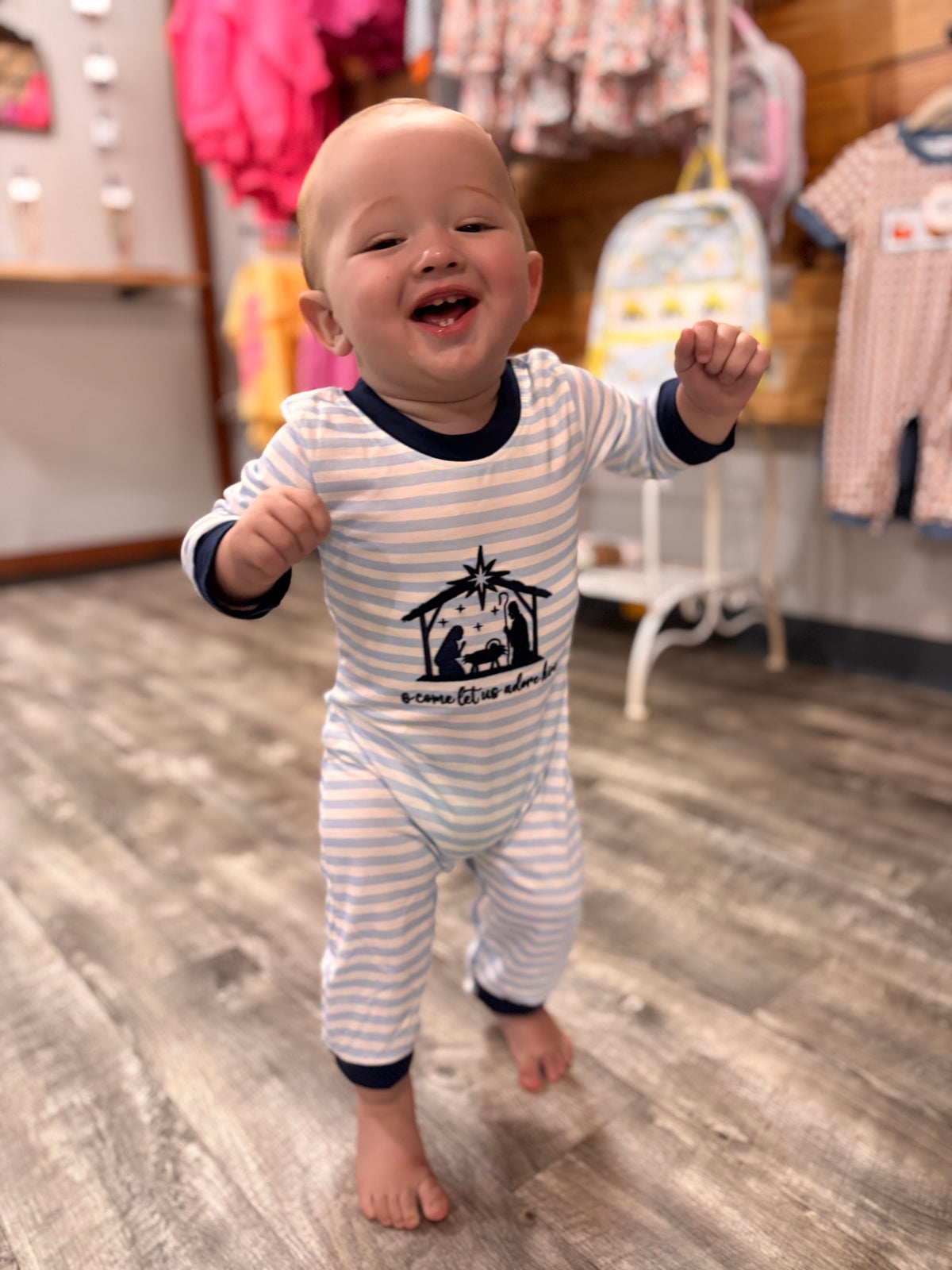Navy Nativity Boy Romper