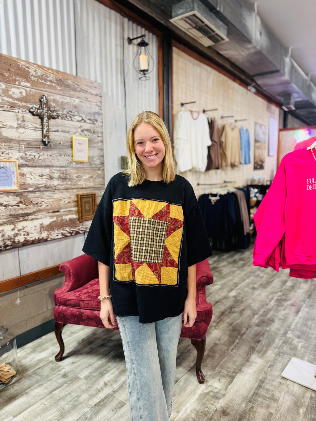 Quilt Block Sweatshirt Tee