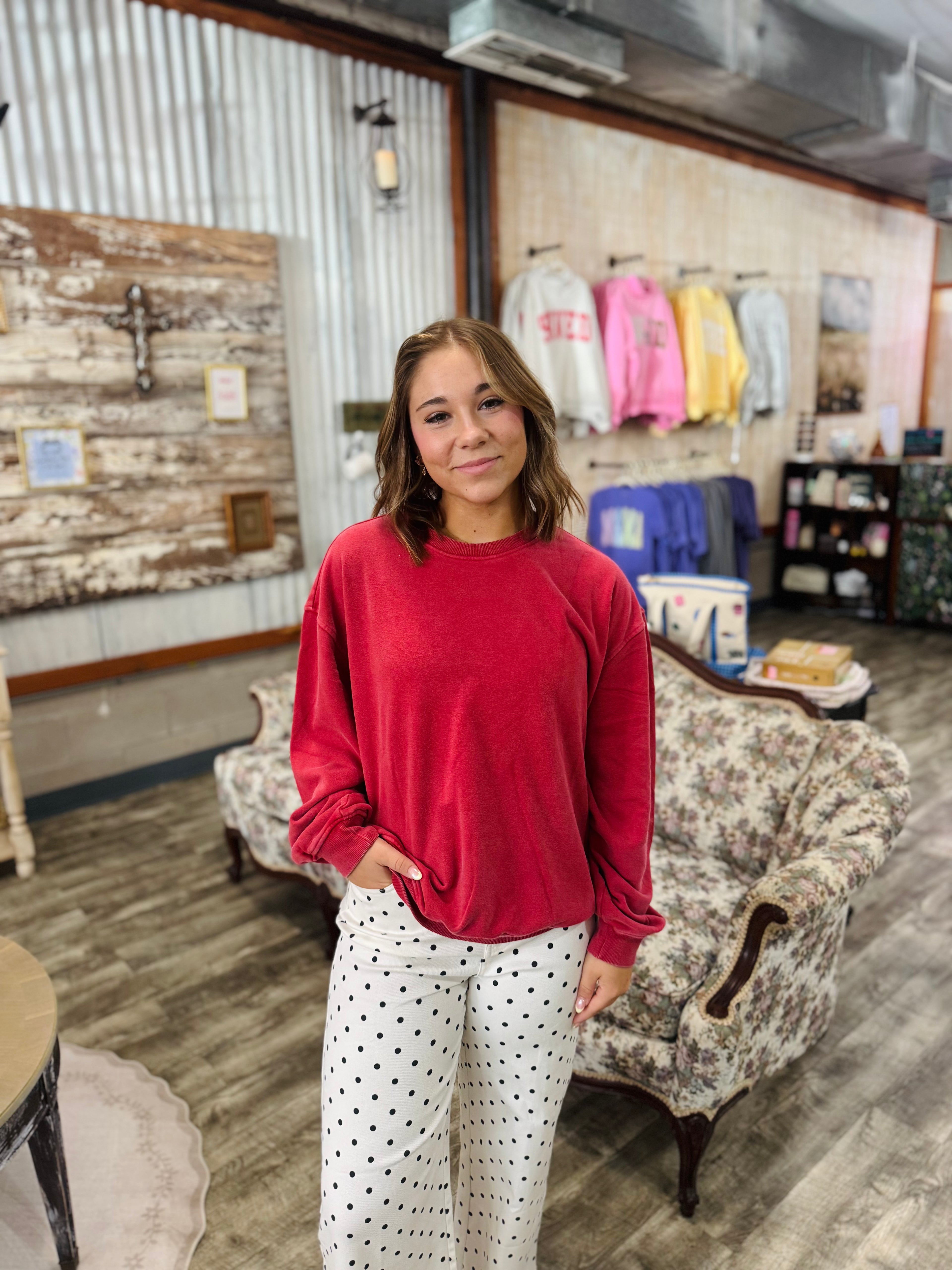 Dark Red Lightweight Sweatshirt