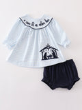 Navy Nativity Bloomer Set