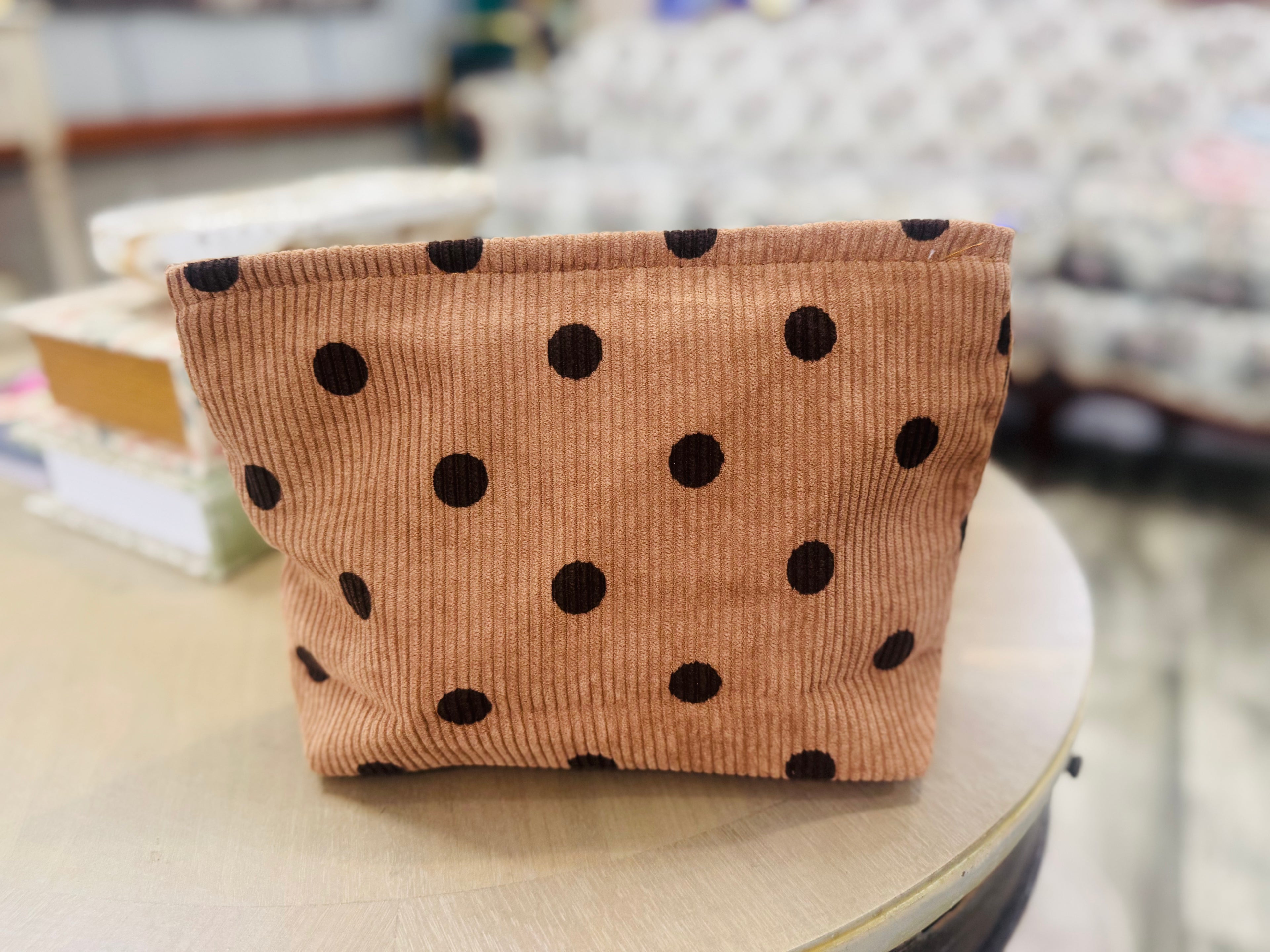 Corduroy Polka Dot Make Up Bag