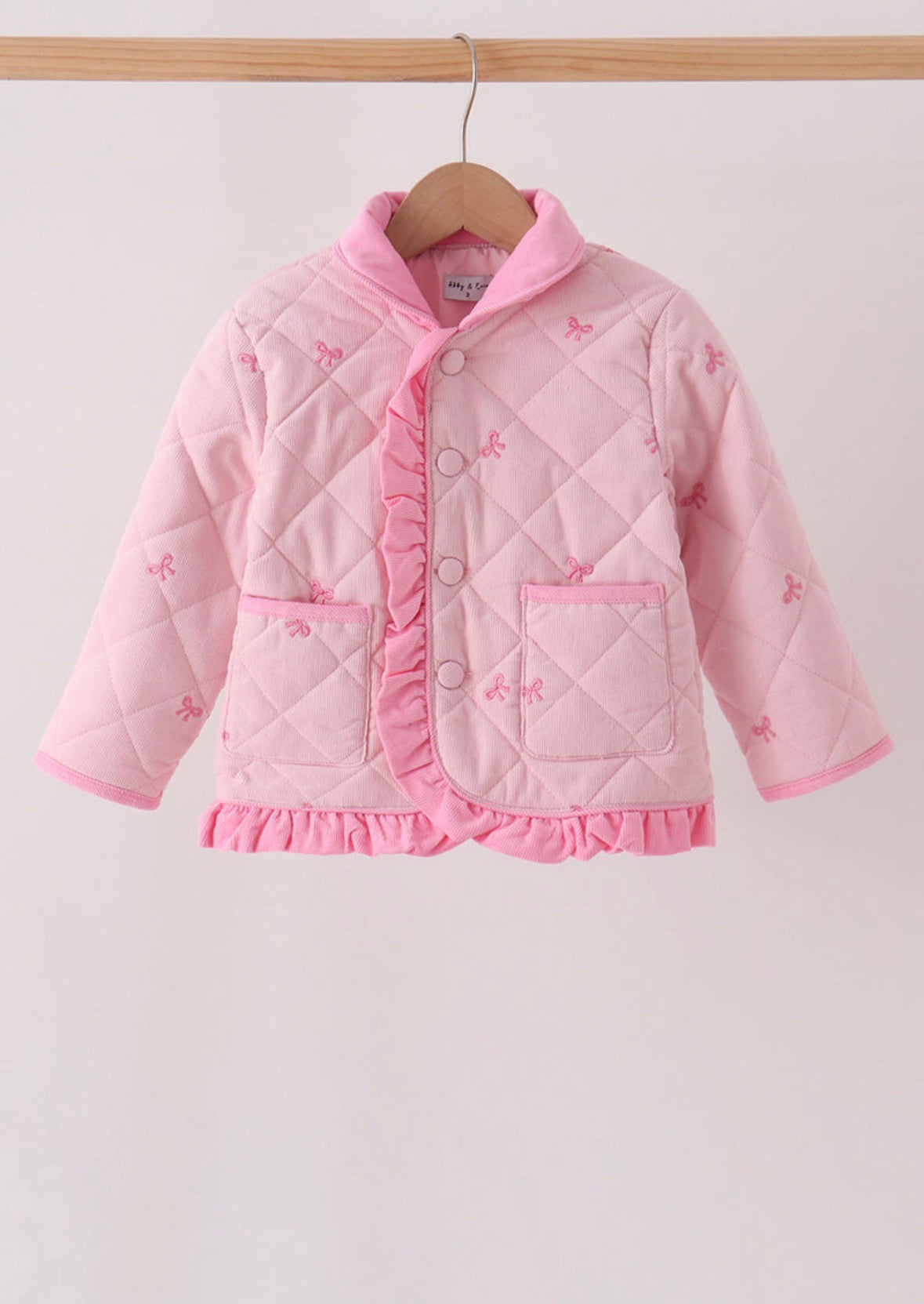 Pink Corduroy Bow Ruffle Jacket