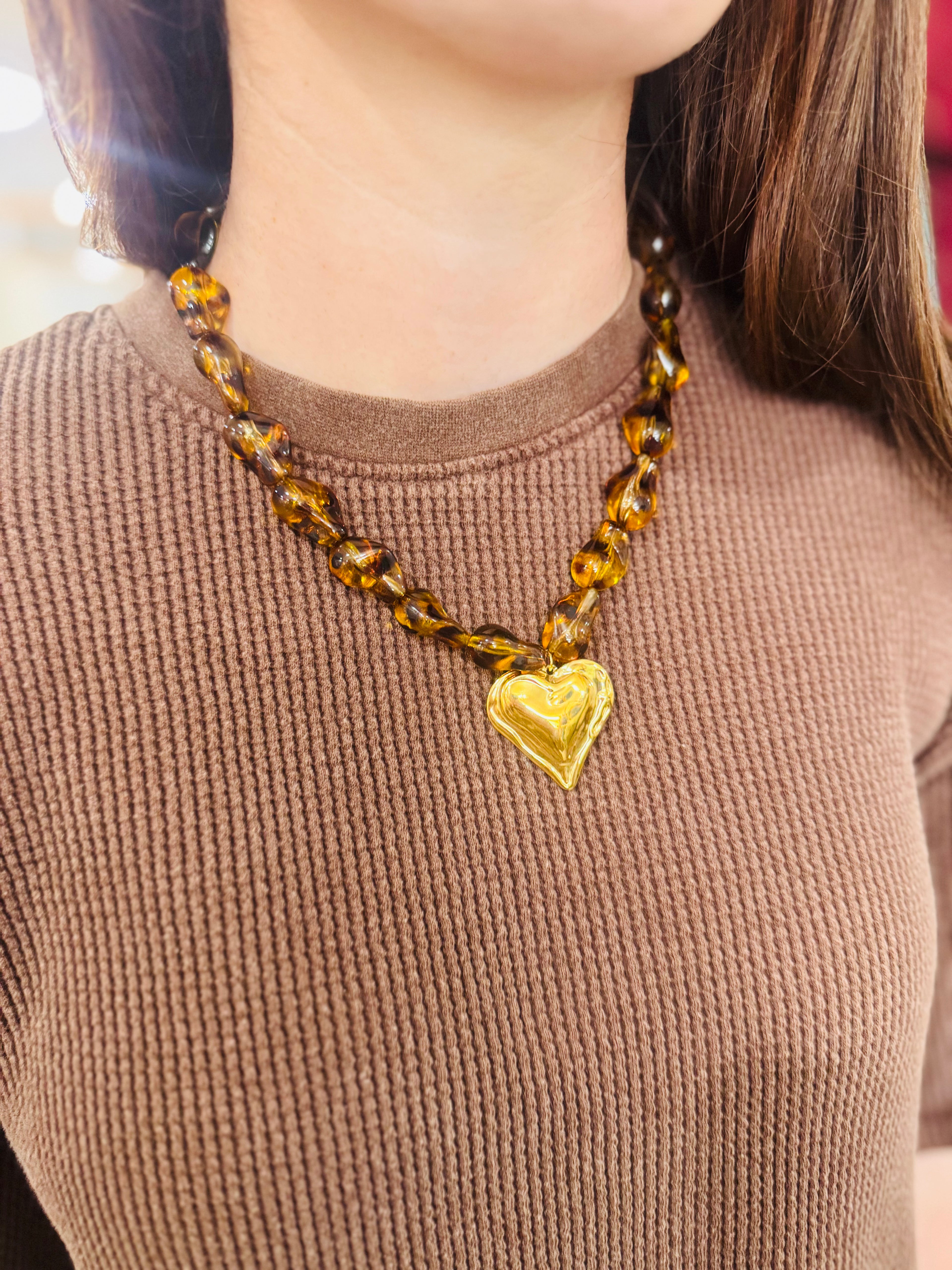 Leopard Gold Heart Necklace