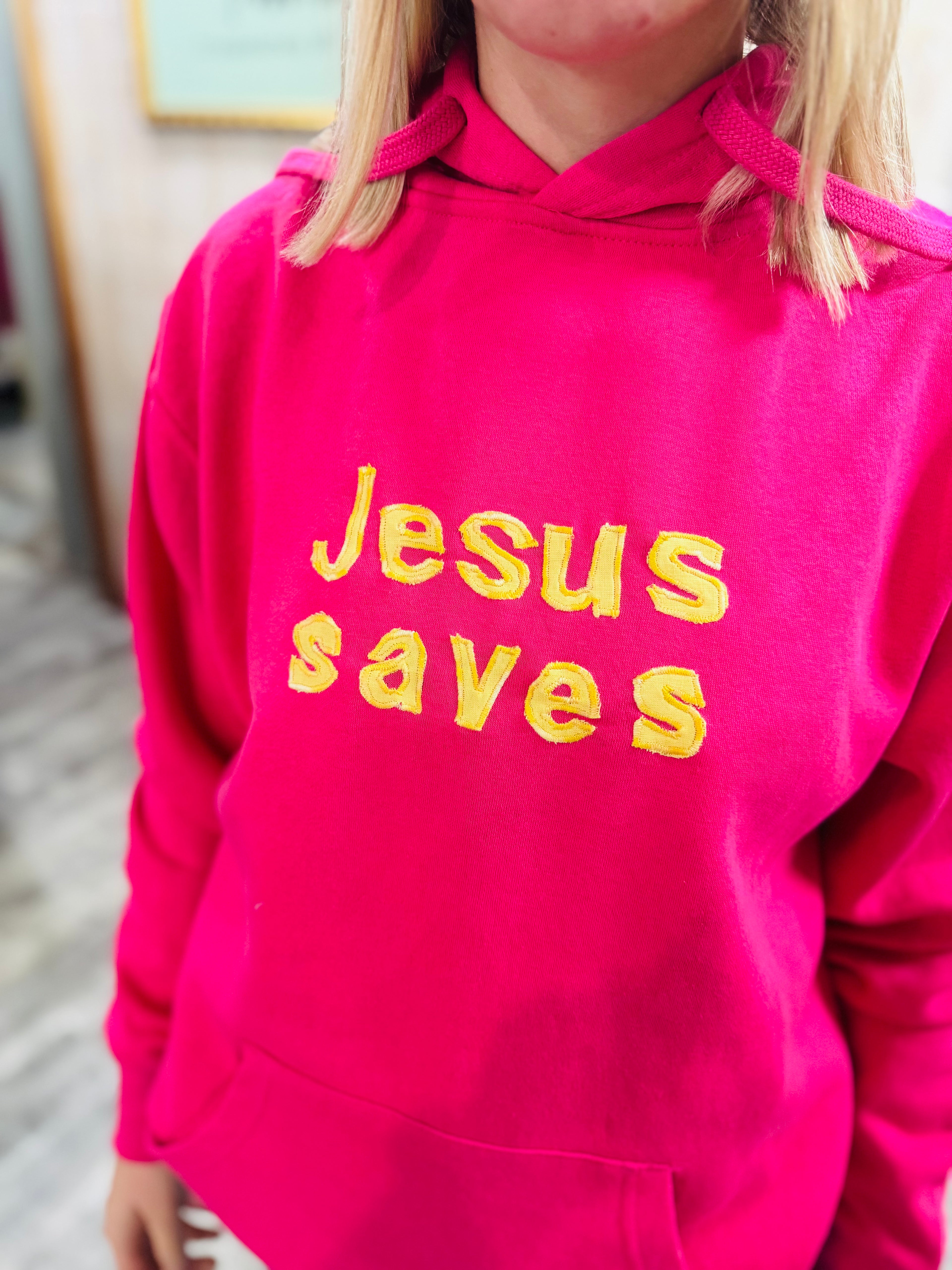 Pink Jesus Saves Hoodie - Medium