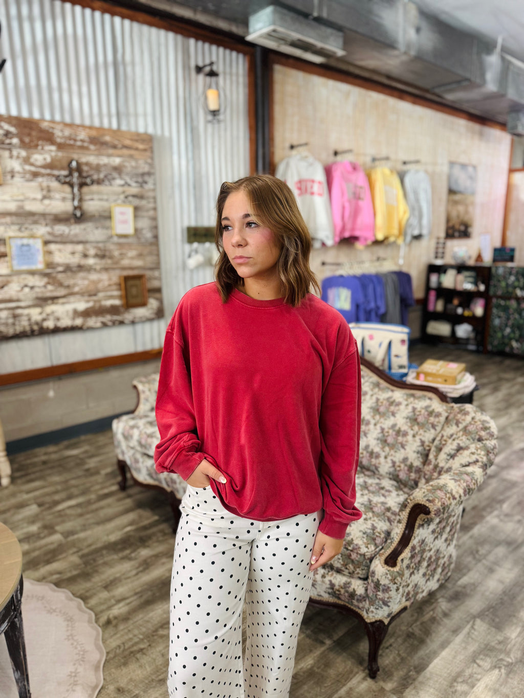 Dark Red Lightweight Sweatshirt