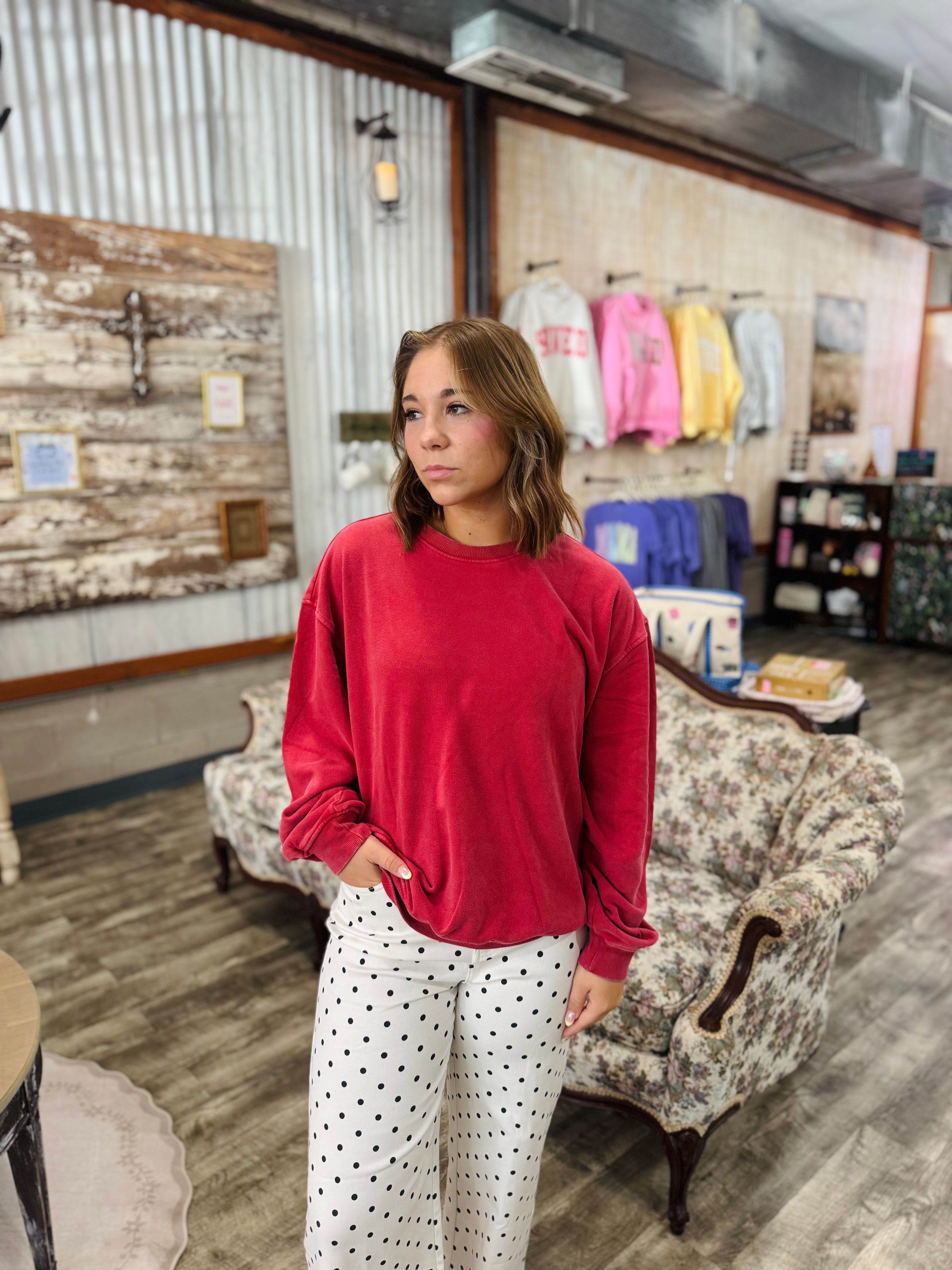 Dark Red Lightweight Sweatshirt