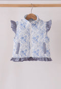 Blue Floral Ruffle Vest