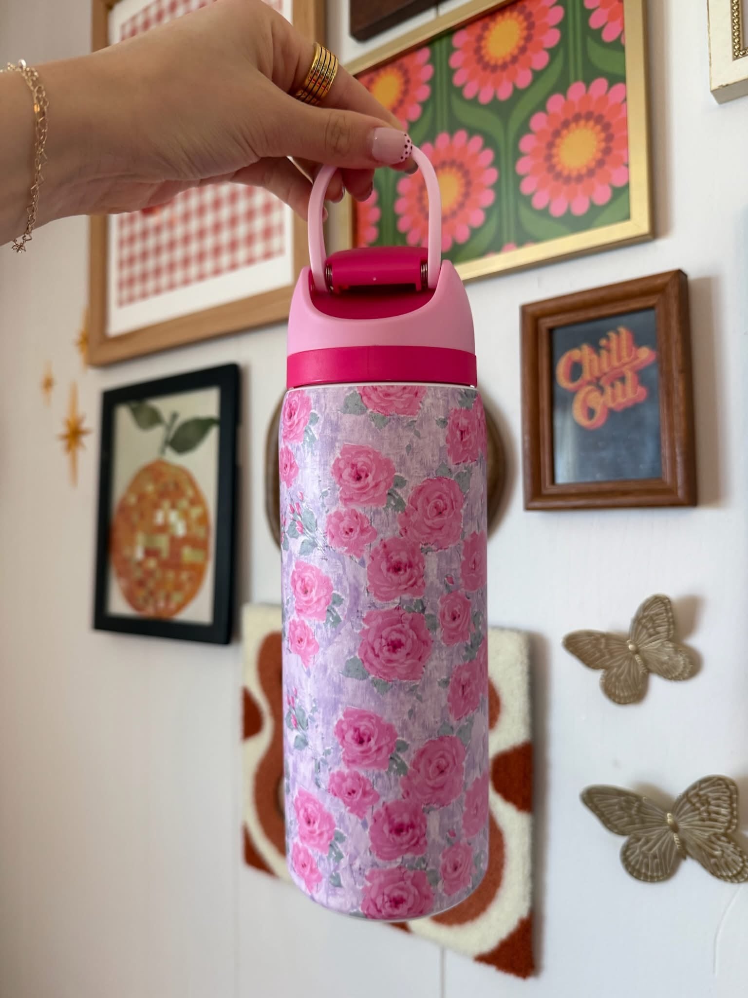 32oz floral water bottle