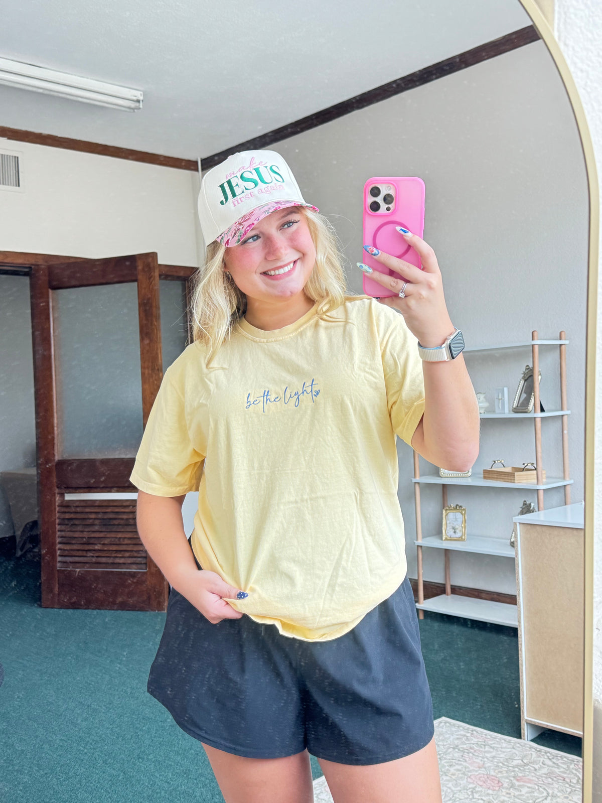 Floral Make Jesus first again hat