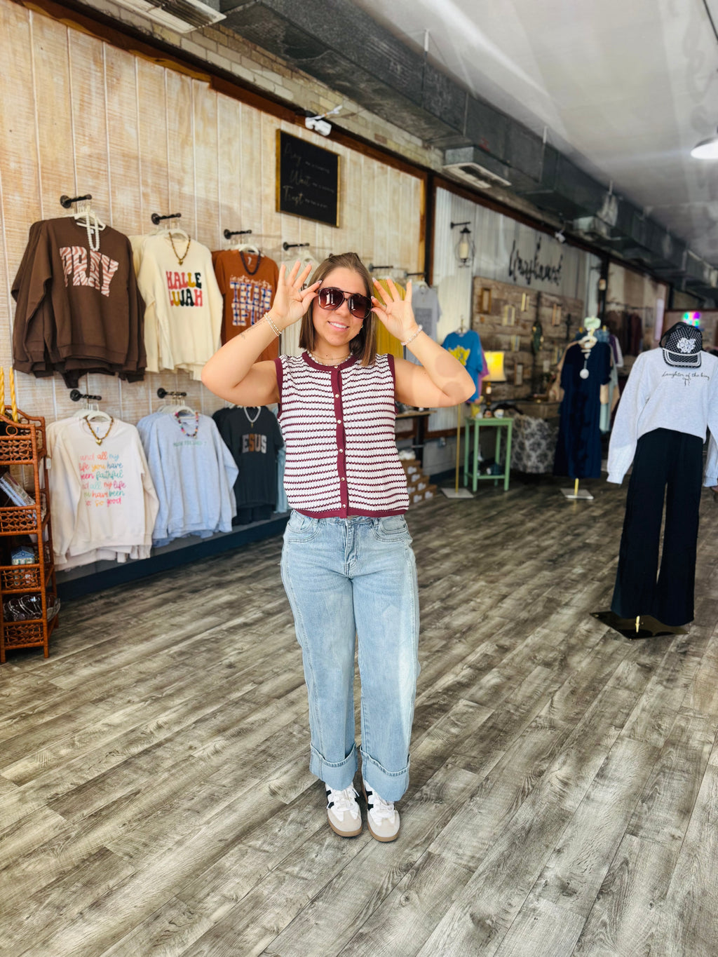 Burgundy Stripe Sweater Vest