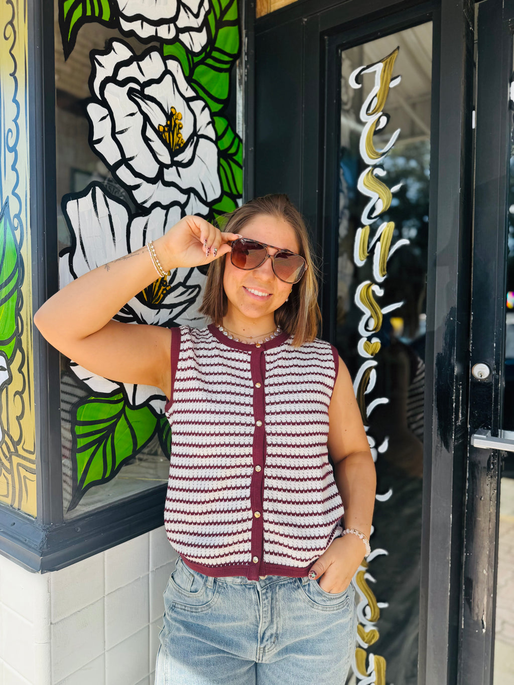 Burgundy Stripe Sweater Vest