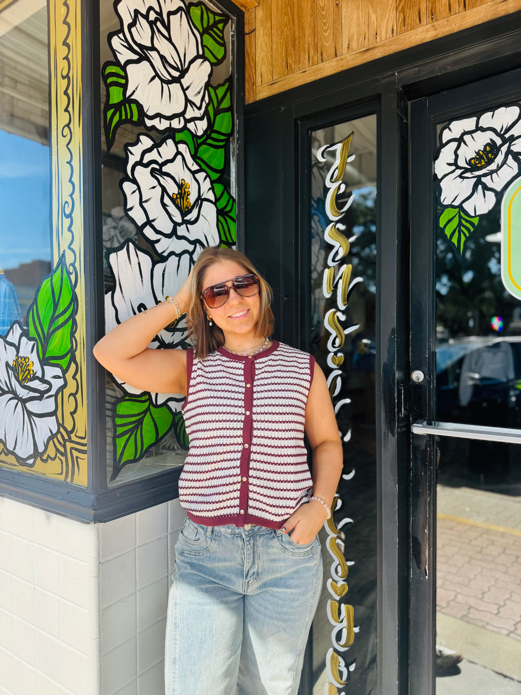 Burgundy Stripe Sweater Vest