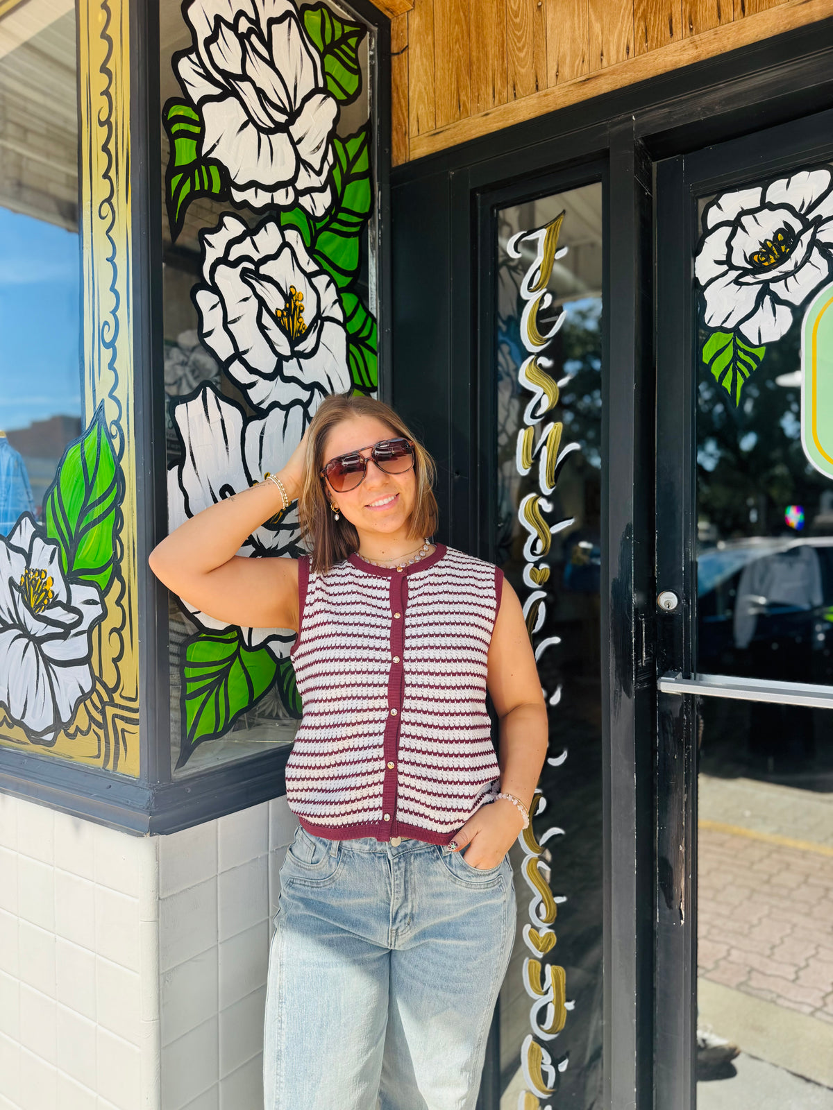 Burgundy Stripe Sweater Vest