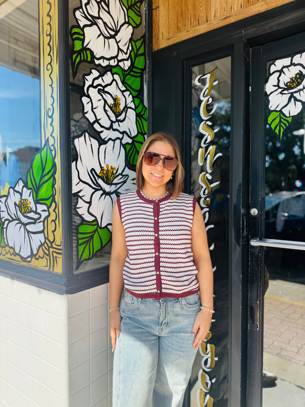 Burgundy Stripe Sweater Vest