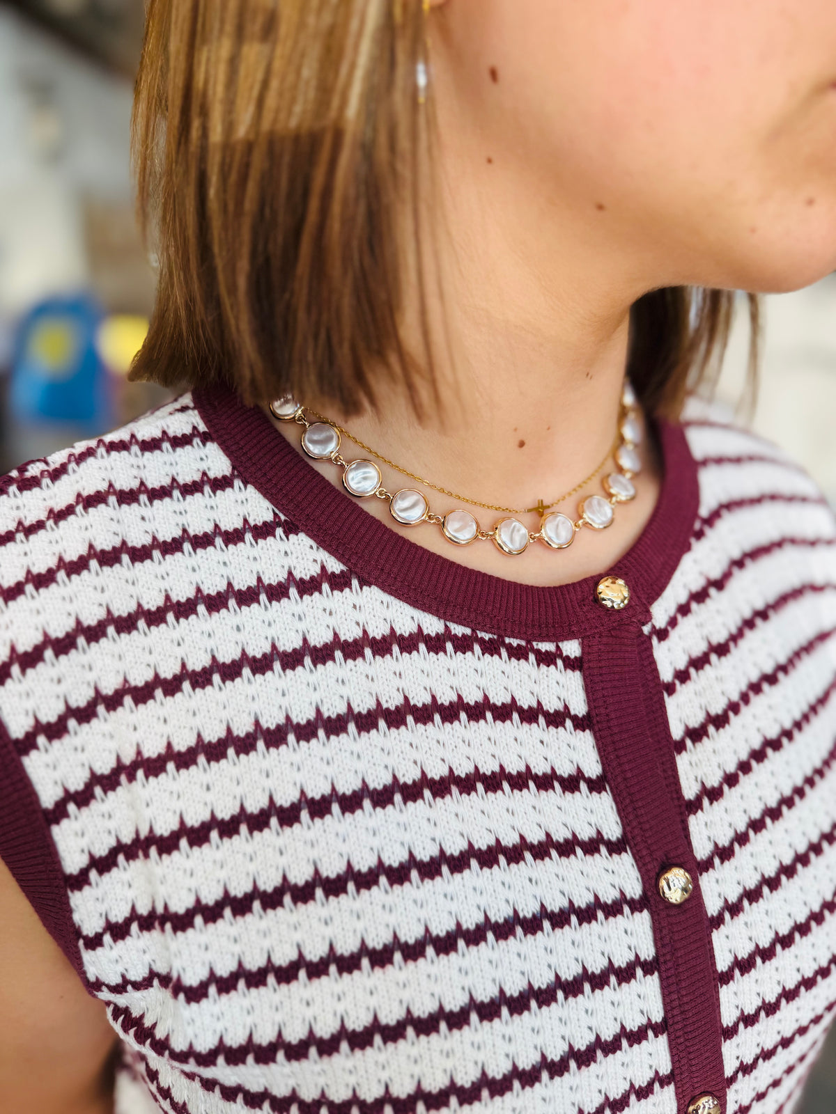 Burgundy Stripe Sweater Vest