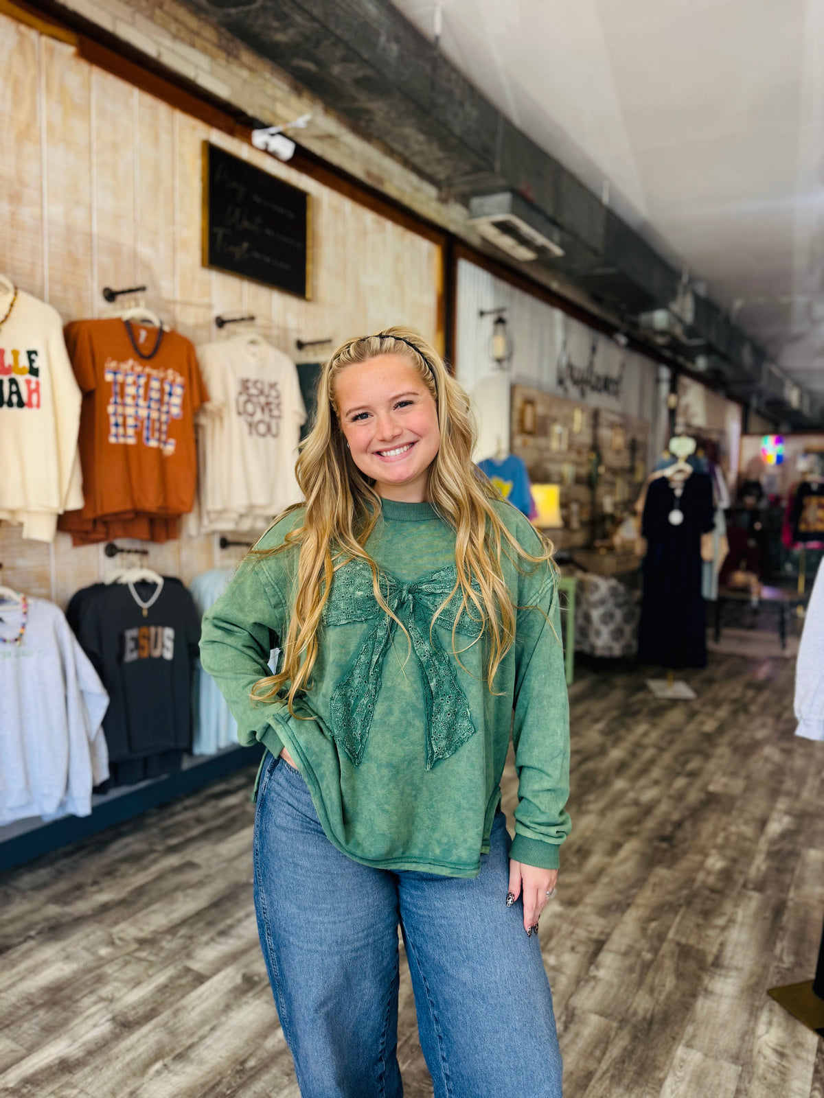 Green Bow Sweatshirt